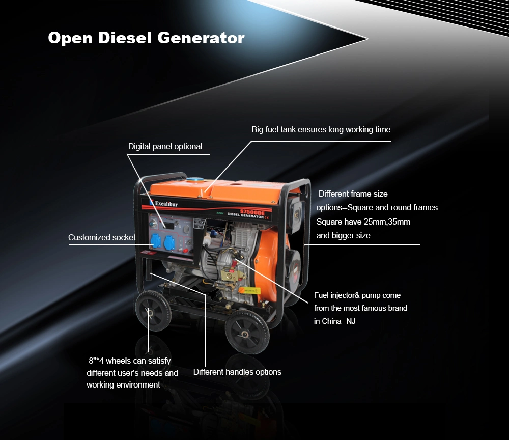 Air-Cooled Diesel Engine Power Generator Set with 8 Inch Wheels